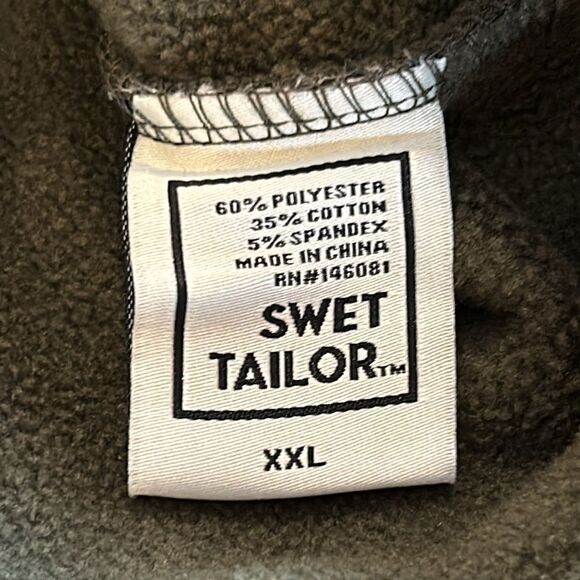 NEW Swet Tailor Mens Army Green Stretch Fleece Zip Hoodie - Picture 7 of 8